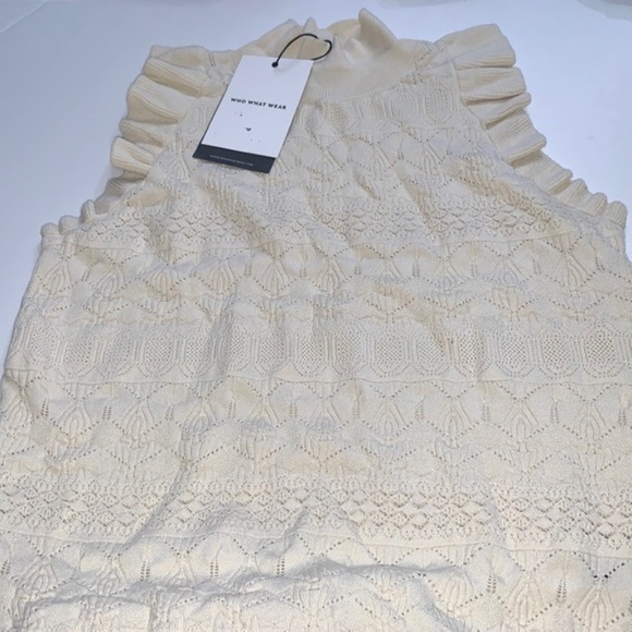 (S)- Who What Wear Women Crochet Halter Neck Sweater Vest- Birch‎ - Picture 2 of 6